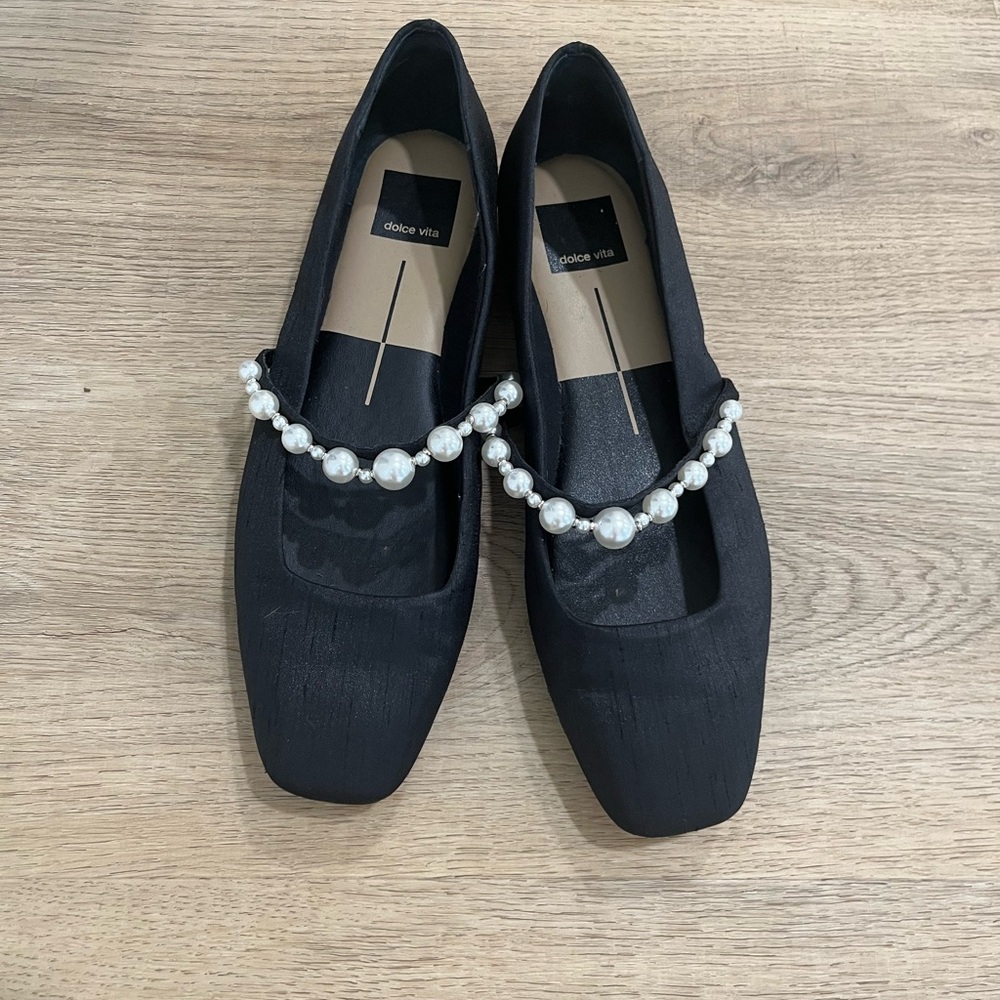 Roxana Square toe Ballet Flat 8 Pearl Strap